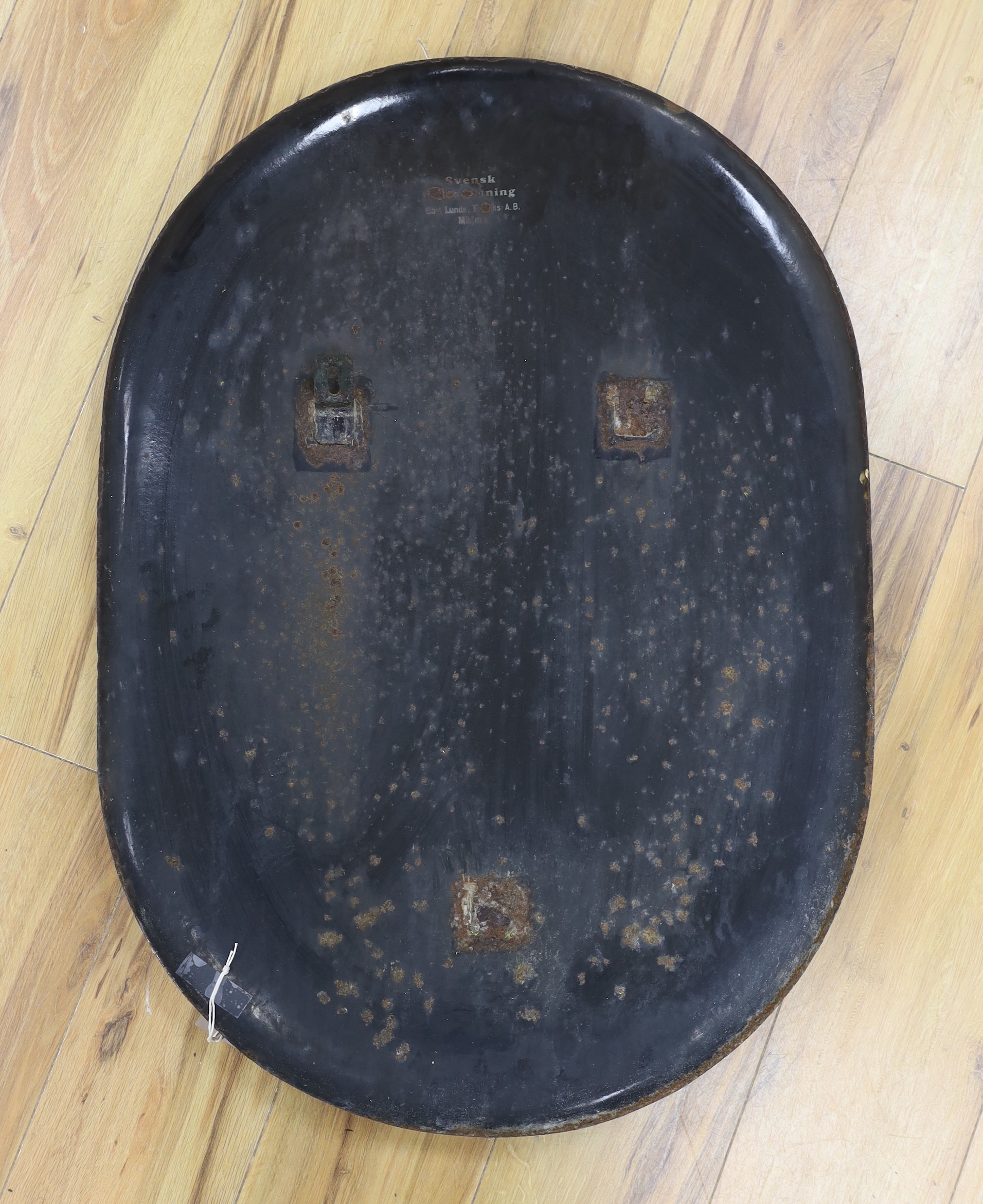 An enamelled metal Swedish Royal Vice Consulate sign made by the Carl Lund AB factory in Malmo, 77x55cm